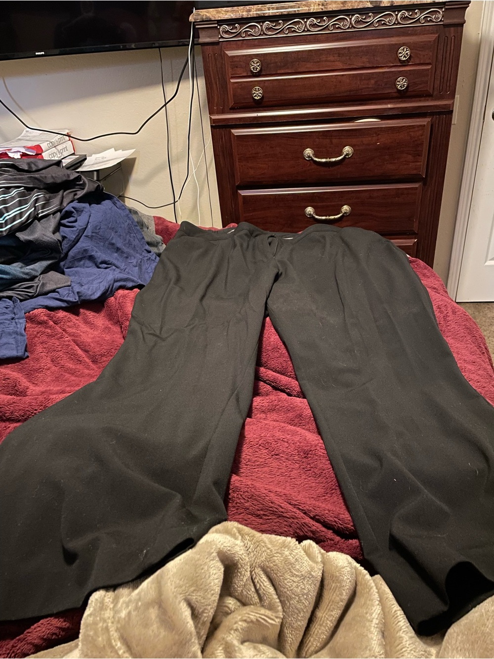 Catherines Black Women's Wide-Leg Dress Pants